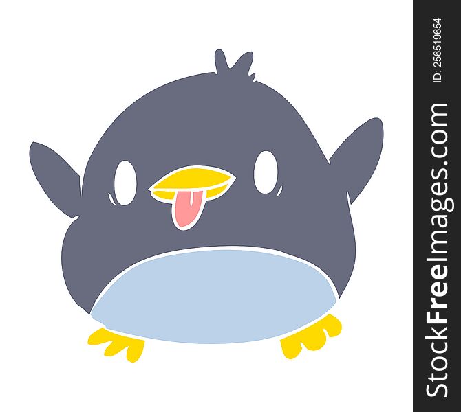 Cute Flat Color Style Cartoon Penguin