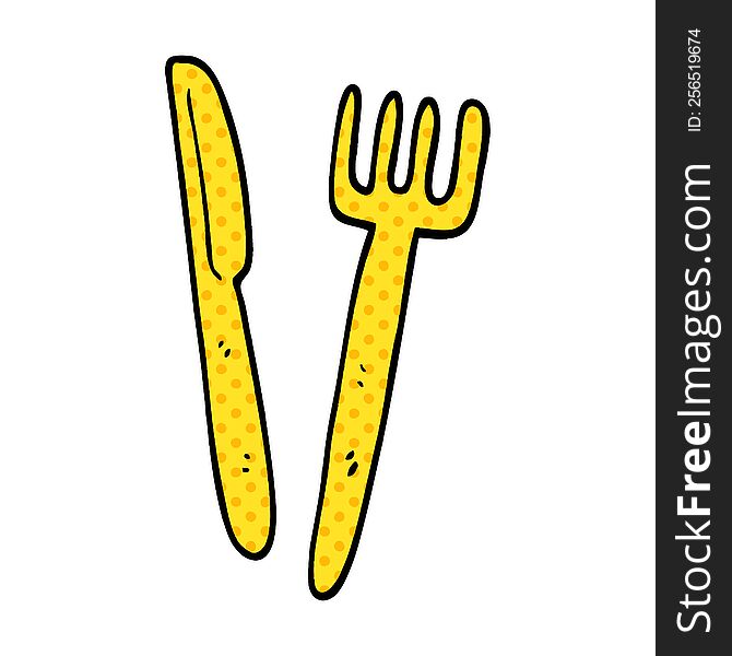 cartoon doodle knife and fork