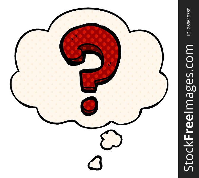 Cartoon Question Mark And Thought Bubble In Comic Book Style