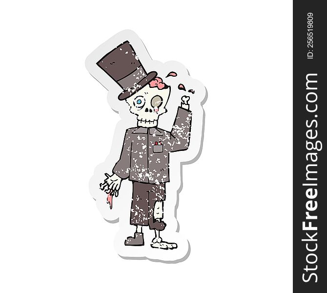 Retro Distressed Sticker Of A Cartoon Posh Zombie