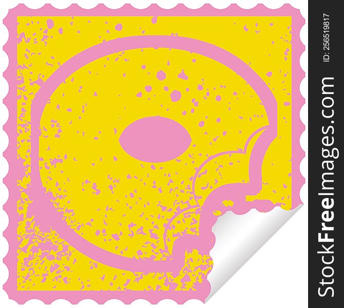 bitten donut graphic distressed sticker illustration icon