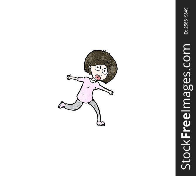 cartoon woman running away