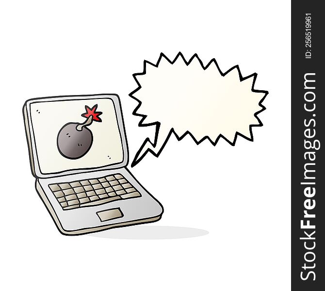 Speech Bubble Cartoon Laptop Computer With Error Screen