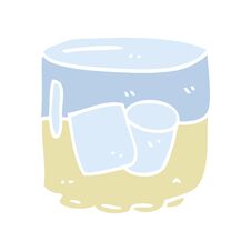 Flat Color Illustration Of A Cartoon Whiskey And Ice Stock Photos