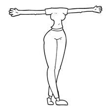 Black And White Cartoon Female Body With Wide Arms Stock Photos