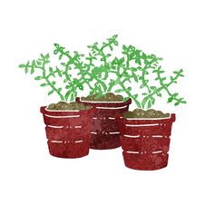 Retro Cartoon Potted Plants Royalty Free Stock Image