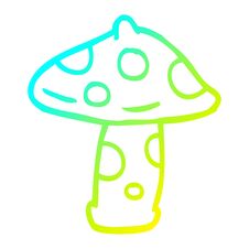 Cold Gradient Line Drawing Cartoon Toadstool Royalty Free Stock Photo
