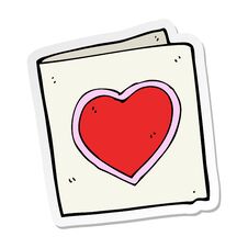 Sticker Of A Cartoon Love Heart Card Stock Photo