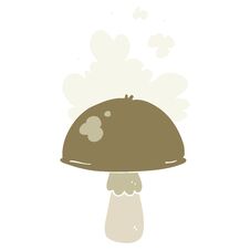 Free Flat Color Style Cartoon Mushroom With Spore Cloud Stock Image - 256529251