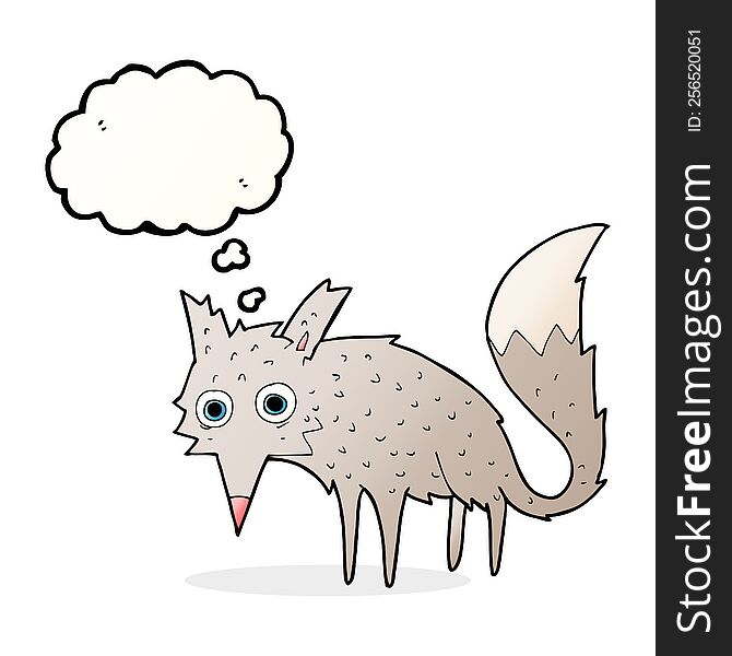 Funny Cartoon Wolf With Thought Bubble