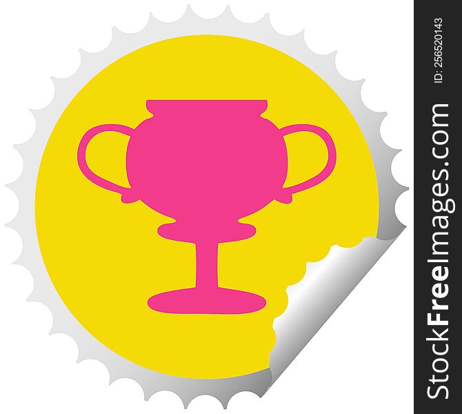 Circular Peeling Sticker Cartoon Gold Trophy