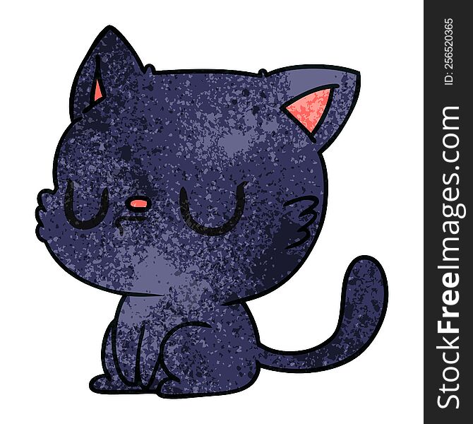 Textured Cartoon Of Cute Kawaii Cat