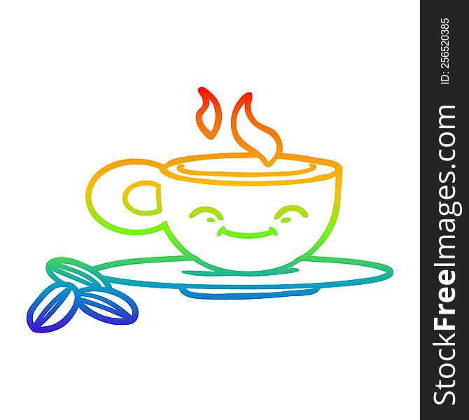 Rainbow Gradient Line Drawing Cartoon Espresso Mug