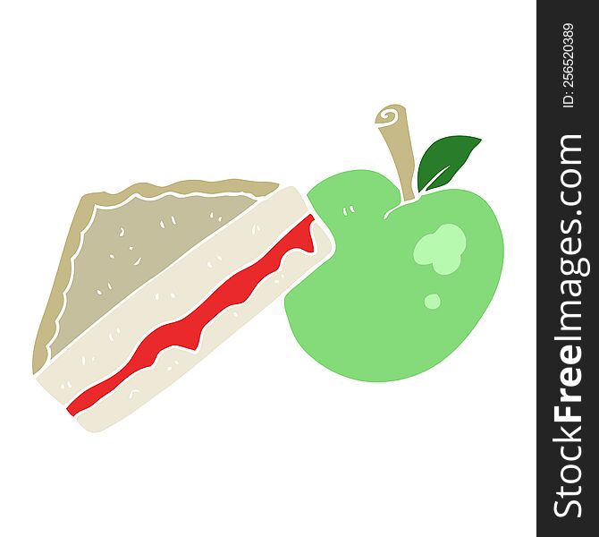 flat color illustration of a cartoon packed lunch