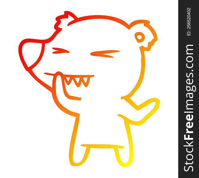 warm gradient line drawing of a angry polar bear cartoon thinking