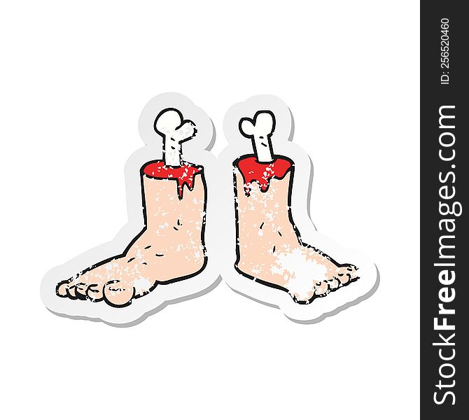 retro distressed sticker of a cartoon gross severed feet