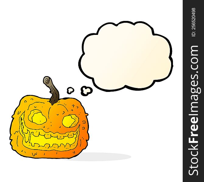 Cartoon Spooky Pumpkin With Thought Bubble