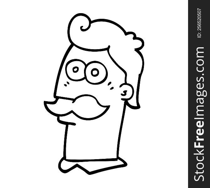 Line Drawing Cartoon Man With Moustache