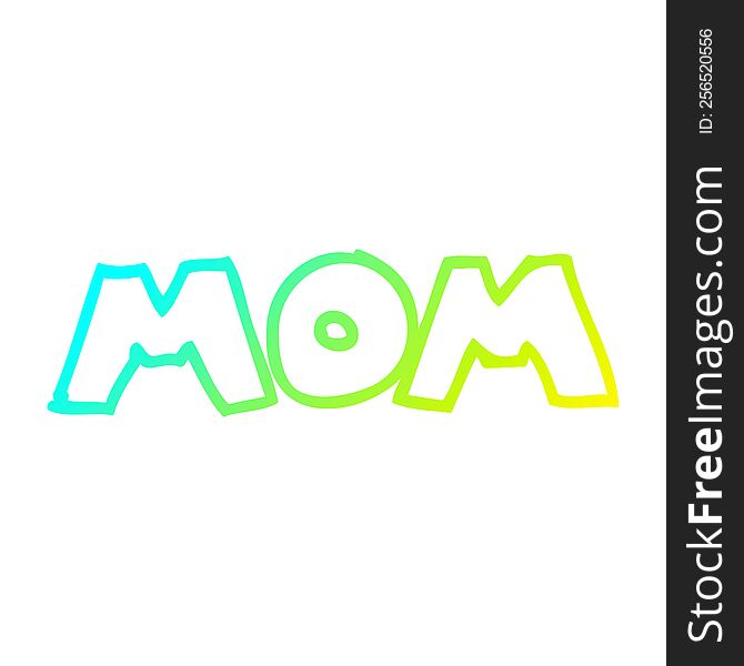 Cold Gradient Line Drawing  Cartoon Word Mom