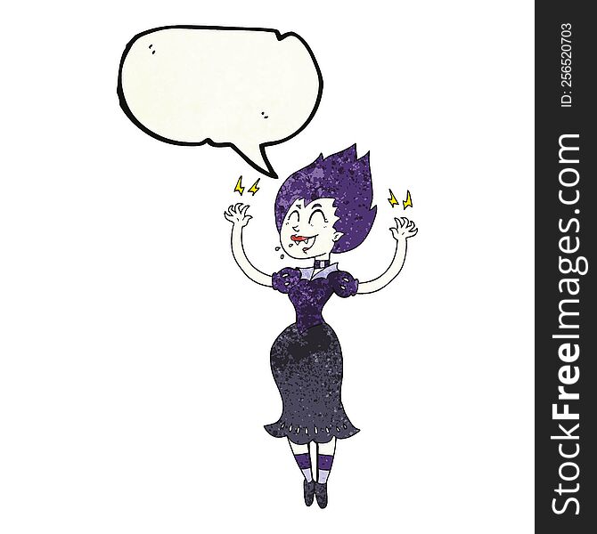 Speech Bubble Textured Cartoon Vampire Girl