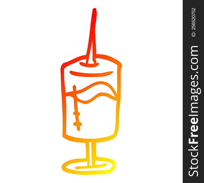 Warm Gradient Line Drawing Cartoon Of An Injection