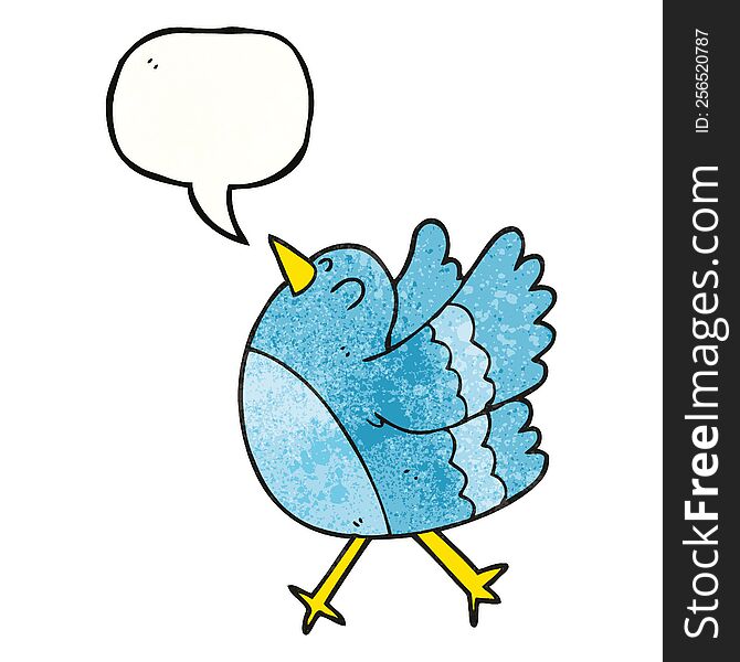Speech Bubble Textured Cartoon Happy Bird