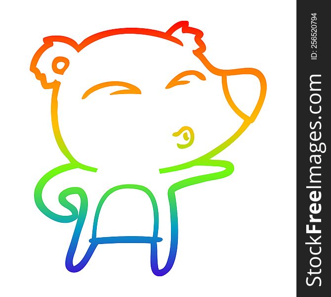 Rainbow Gradient Line Drawing Cartoon Explaining Polar Bear