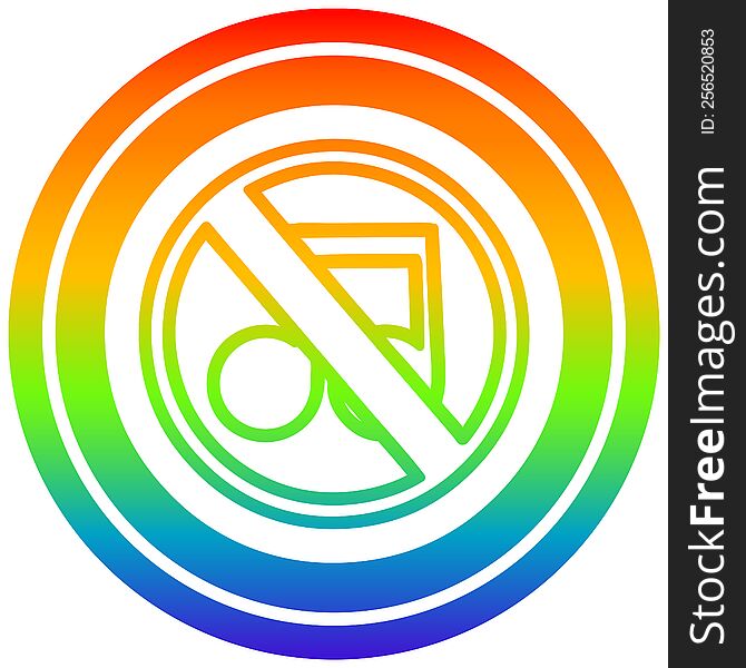 no music circular icon with rainbow gradient finish. no music circular icon with rainbow gradient finish