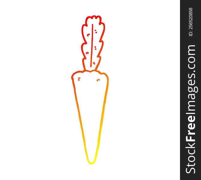 warm gradient line drawing of a cartoon carrot