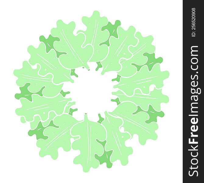 flat color illustration of a cartoon oak leaves in a ring