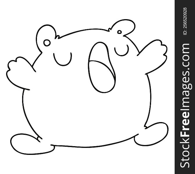 Quirky Line Drawing Cartoon Singing Bear