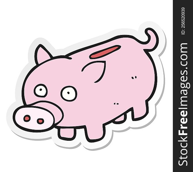 Sticker Of A Cartoon Piggy Bank