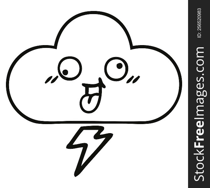 line drawing cartoon of a storm cloud