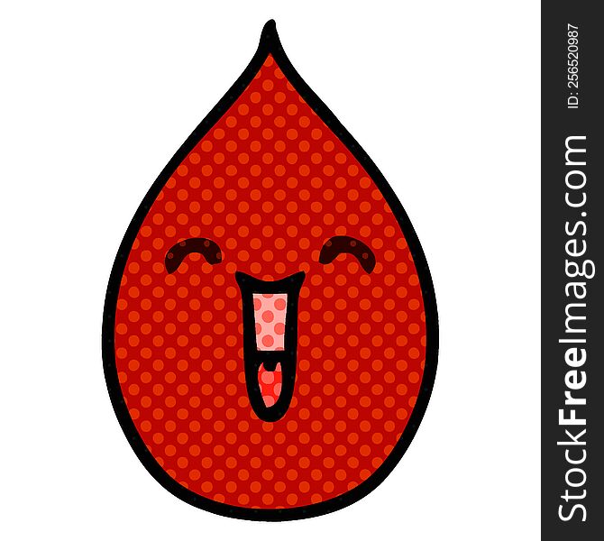 Quirky Comic Book Style Cartoon Emotional Blood Drop