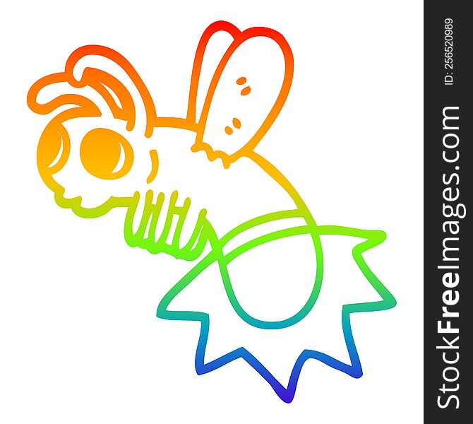 Rainbow Gradient Line Drawing Cartoon Lightning Bug