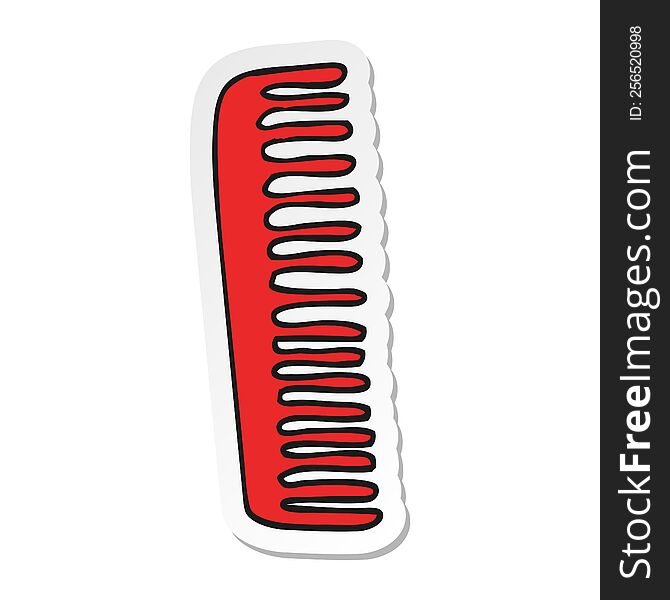 Sticker Of A Cartoon Comb