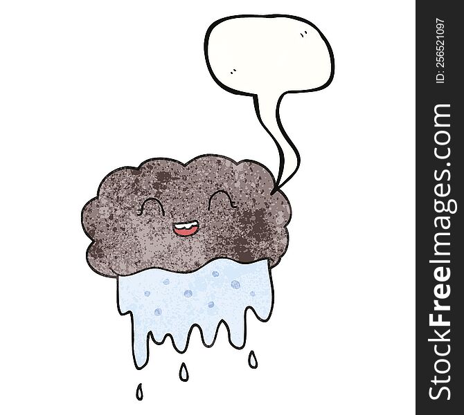 Speech Bubble Textured Cartoon Rain Cloud