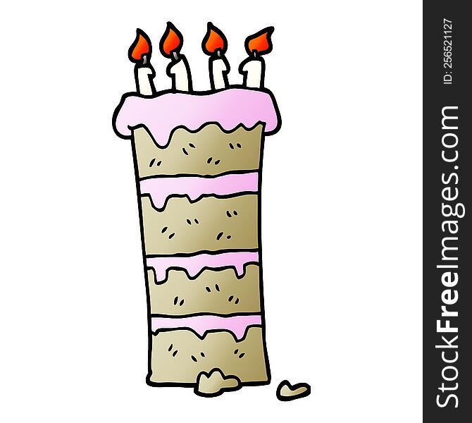 huge vector gradient illustration cartoon birthday cake