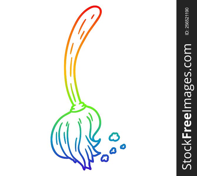 Rainbow Gradient Line Drawing Cartoon Mop