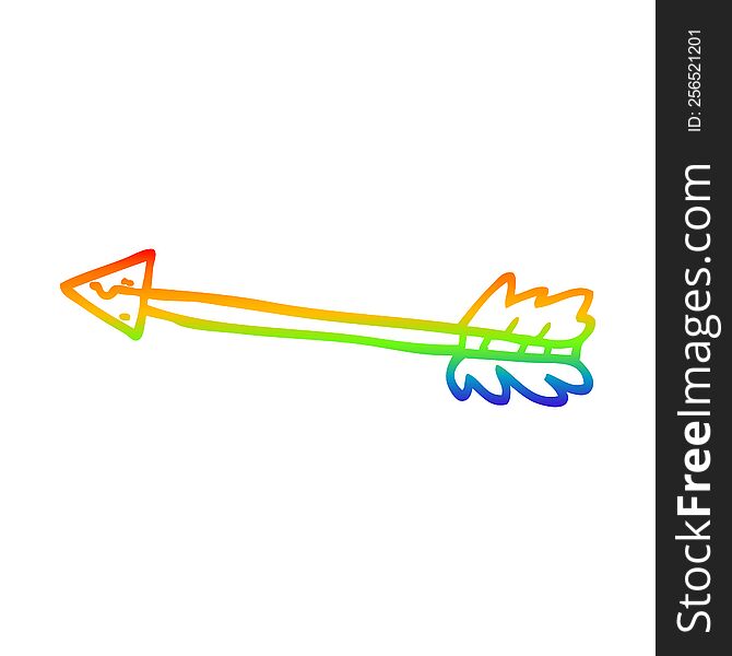 rainbow gradient line drawing of a cartoon long arrow