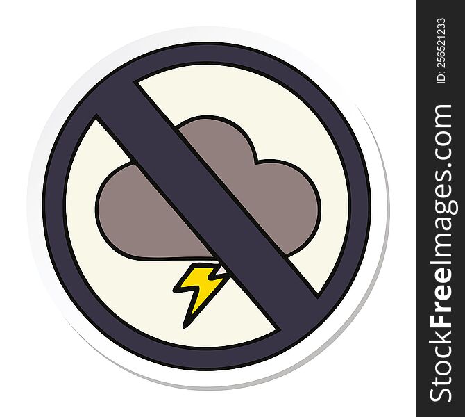 sticker of a cute cartoon weather warning sign