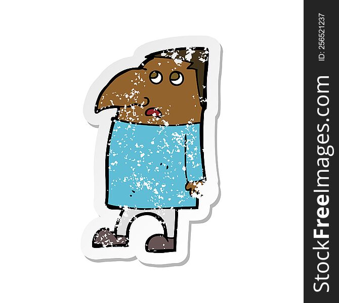 Retro Distressed Sticker Of A Cartoon Worried Man