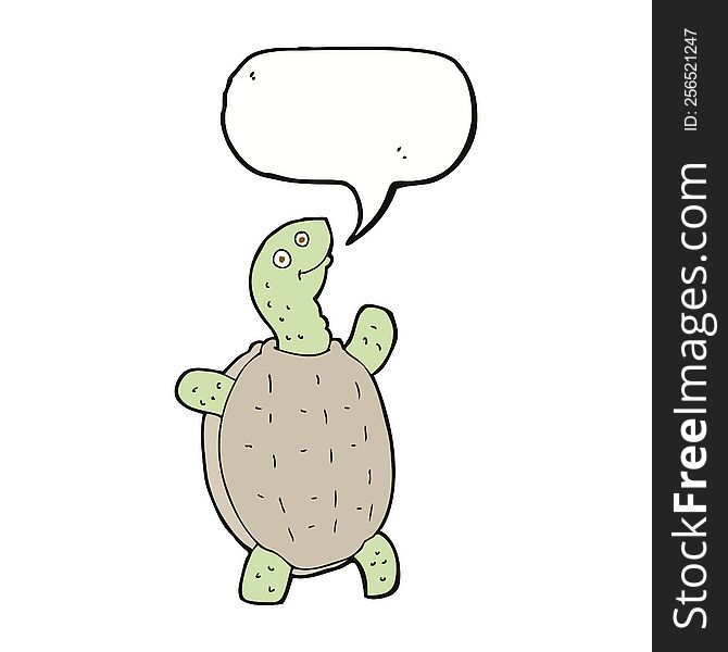 cartoon happy turtle with speech bubble