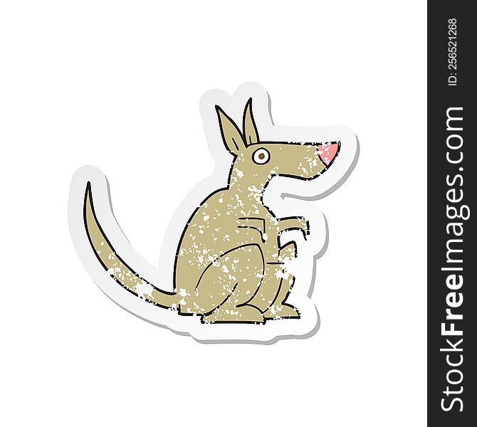 Retro Distressed Sticker Of A Cartoon Kangaroo