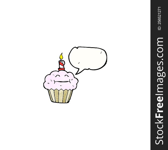 cartoon cupcake with speech bubble