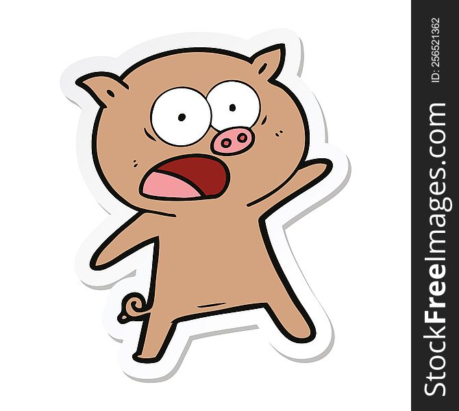 Sticker Of A Cartoon Pig Shouting