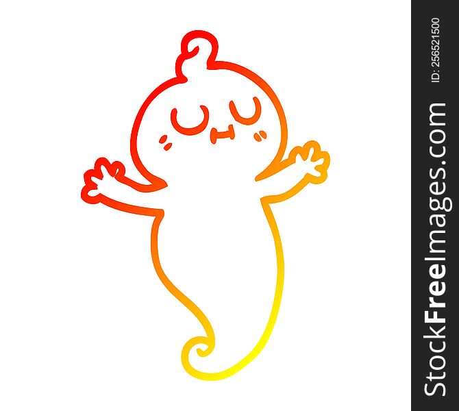 warm gradient line drawing of a cartoon ghost