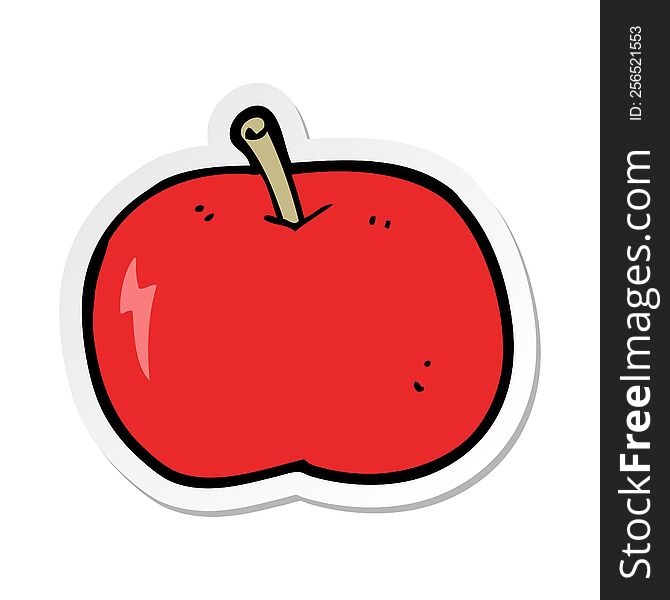 sticker of a cartoon shiny apple