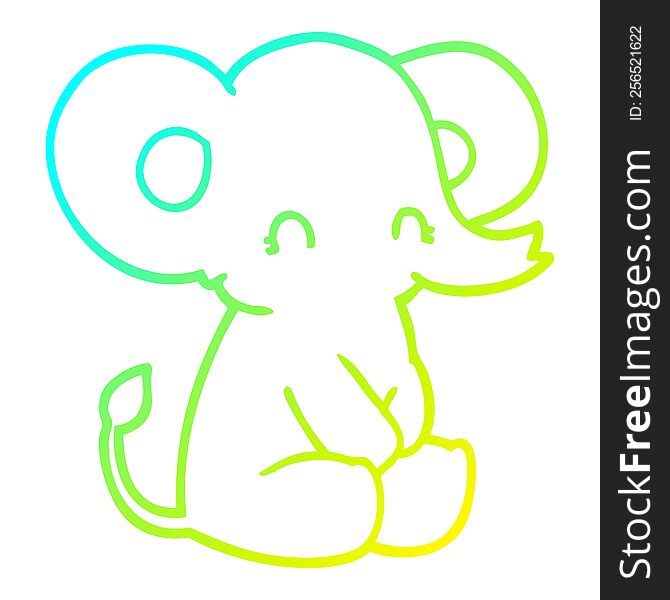 cold gradient line drawing of a cute cartoon elephant
