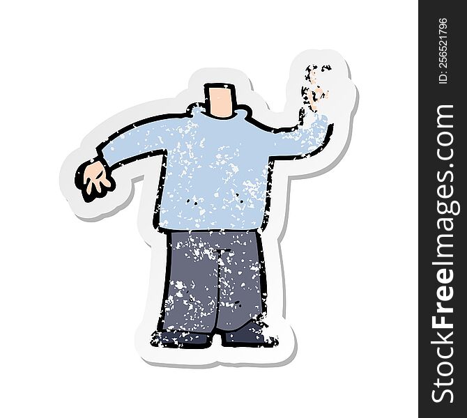 Retro Distressed Sticker Of A Cartoon Body Giving Peace Sign